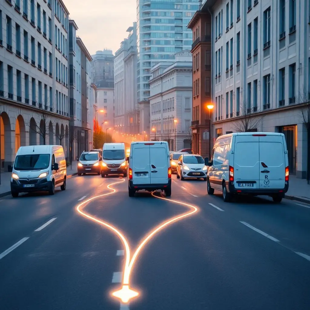 Smart urban logistics — AI-optimized delivery vehicles in a European city centre